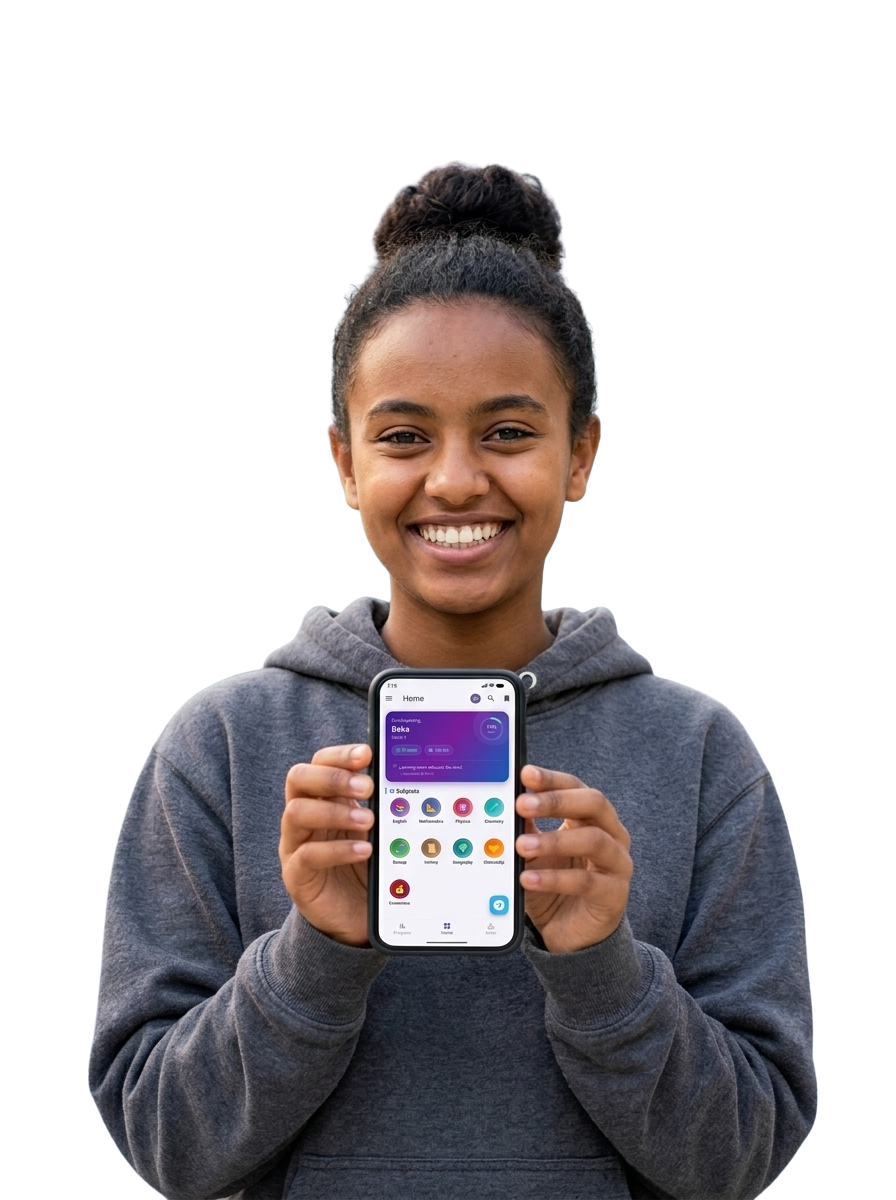 Student using Zede Academy App